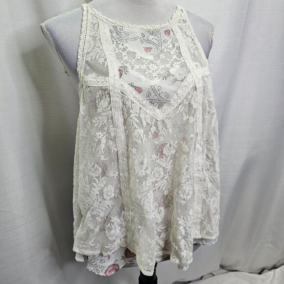 Free People Miss Mackenzie Side Tie Lace  Tank Top Size Medium - Picture 5 of 13